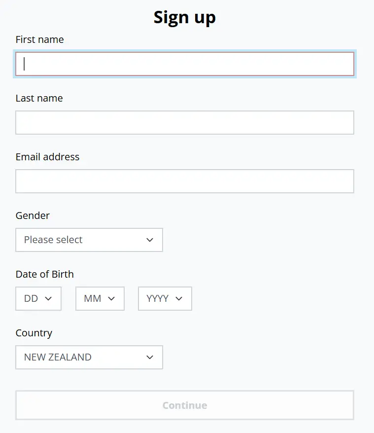 Registration in Barz Casino